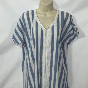 💲SHIEN, dress or coverup, Size M, White and Chambray Stripes.